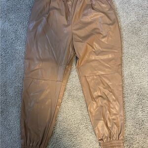 Zara Tan Faux Leather Pants